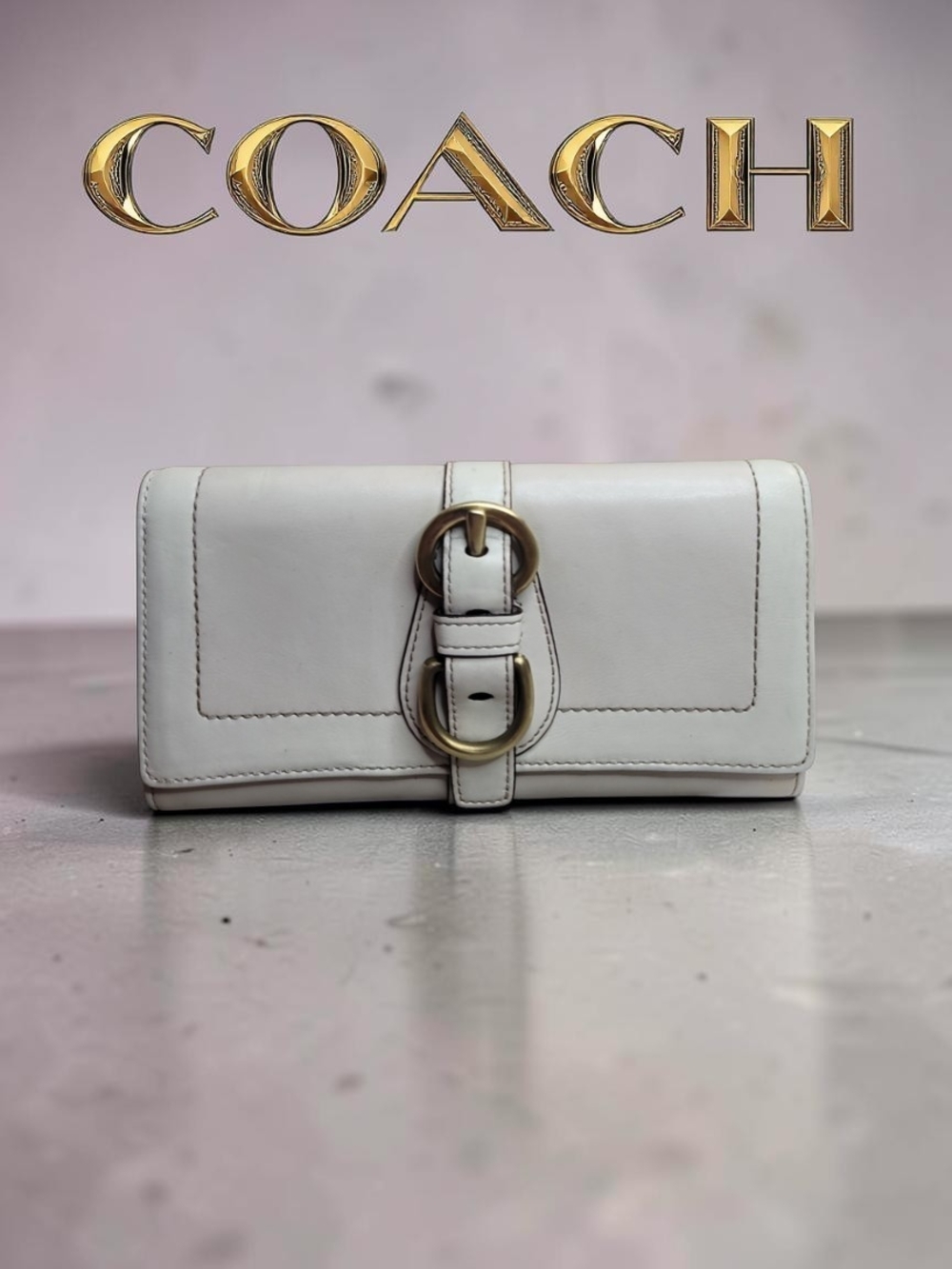 COACH Bleecker Leather Continental Flap Wallet with Legacy Lining Preloved